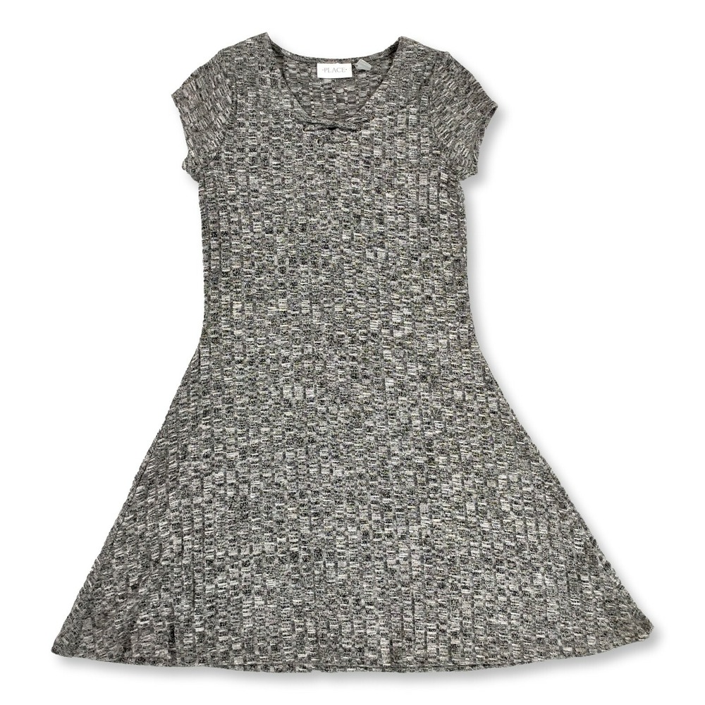 The Childrens Place Sweater Dress Large 10/12 Gray Lace Up Knit Girls
